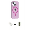 MARSİLYAN™- iPhone 14 Kılıf Pusula Form Özel Seri - Siyah Joko Magic 5D Hayalet Cam + Diamond Kamera Lens - KI