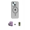 MARSİLYAN™- iPhone 14 Kılıf Pusula Form Özel Seri - Siyah Joko Magic 5D Hayalet Cam + Raze Metal Kamera Lens - GS