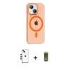 MARSİLYAN™- iPhone 14 Kılıf Pusula Form Özel Seri - Siyah Joko Magic 5D Hayalet Cam + Kırmızı Shine Kamera Lens