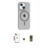 MARSİLYAN™- iPhone 14 Kılıf Pusula Form Özel Seri - Siyah Joko Magic 5D Hayalet Cam + Kırmızı Shine Kamera Lens