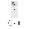 MARSİLYAN™- iPhone 14 Kılıf Pusula Form Özel Seri - Siyah Joko Magic 5D Hayalet Cam + Kırmızı Shine Kamera Lens