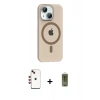MARSİLYAN™- iPhone 14 Kılıf Pusula Form Özel Seri - Siyah Joko Magic 5D Hayalet Cam + Kırmızı Shine Kamera Lens