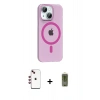 MARSİLYAN™- iPhone 14 Kılıf Pusula Form Özel Seri - Siyah Joko Magic 5D Hayalet Cam + Kırmızı Shine Kamera Lens