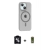 MARSİLYAN™- iPhone 14 Kılıf Pusula Form Özel Seri - Siyah Joko Magic 5D Hayalet Cam + PVD Metal Kamera Lens - MI