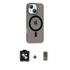 MARSİLYAN™- iPhone 14 Kılıf Pusula Form Özel Seri - Siyah Joko Magic 5D Hayalet Cam + PVD Metal Kamera Lens - MI