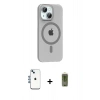 MARSİLYAN™- iPhone 14 Kılıf Pusula Form Özel Seri - Siyah Joko Magic 5D Hayalet Cam + Shine Kamera Lens - MI