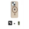 MARSİLYAN™- iPhone 14 Kılıf Pusula Form Özel Seri - Siyah Joko Magic 5D Hayalet Cam + PVD Metal Kamera Lens - PE