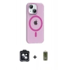 MARSİLYAN™- iPhone 14 Kılıf Pusula Form Özel Seri - Siyah Joko Magic 5D Hayalet Cam + PVD Metal Kamera Lens - SH