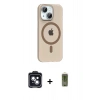 MARSİLYAN™- iPhone 14 Kılıf Pusula Form Özel Seri - Siyah Joko Magic 5D Hayalet Cam + PVD Metal Kamera Lens - SH