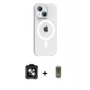 MARSİLYAN™- iPhone 14 Kılıf Pusula Form Özel Seri - Siyah Joko Magic 5D Hayalet Cam + PVD Metal Kamera Lens - YL