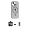 MARSİLYAN™- iPhone 14 Kılıf Pusula Form Özel Seri - Siyah Joko Magic 5D Hayalet Cam + PVD Metal Kamera Lens - SH