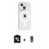 MARSİLYAN™- iPhone 14 Kılıf Pusula Form Özel Seri - Siyah Joko Magic 5D Hayalet Cam + PVD Metal Kamera Lens - TU