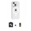MARSİLYAN™- iPhone 14 Kılıf Pusula Form Özel Seri - Siyah Joko Magic 5D Hayalet Cam + PVD Metal Kamera Lens - SH