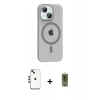 MARSİLYAN™- iPhone 14 Kılıf Pusula Form Özel Seri - Siyah Joko Magic 5D Hayalet Cam + Shine Kamera Lens - GD