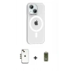 MARSİLYAN™- iPhone 14 Kılıf Pusula Form Özel Seri - Siyah Joko Magic 5D Hayalet Cam + Shine Kamera Lens - GD