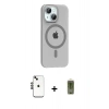 MARSİLYAN™- iPhone 14 Kılıf Pusula Form Özel Seri - Siyah Joko Magic 5D Hayalet Cam + Shine Kamera Lens - SH