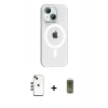 MARSİLYAN™- iPhone 14 Kılıf Pusula Form Özel Seri - Siyah Joko Magic 5D Hayalet Cam + Shine Kamera Lens - YL