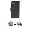 MARSİLYAN™- iPhone 14 Kılıf Siluet Işık Serisi - Siyah 3D Antistatik Cam Ekran Koruyucu + Raze Metal Kamera Lens - GS