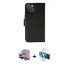 MARSİLYAN™- iPhone 14 Kılıf Siluet Işık Serisi - Siyah 3D Antistatik Cam Ekran Koruyucu + Raze Metal Kamera Lens - MR