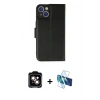 MARSİLYAN™- iPhone 14 Kılıf Siluet Işık Serisi - Siyah 3D Antistatik Cam Ekran Koruyucu + PVD Metal Kamera Lens - TU