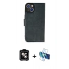 MARSİLYAN™- iPhone 14 Kılıf Siluet Işık Serisi - Siyah 3D Antistatik Cam Ekran Koruyucu + PVD Metal Kamera Lens - TU
