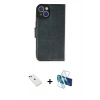 MARSİLYAN™- iPhone 14 Kılıf Siluet Işık Serisi - Siyah 3D Antistatik Cam Ekran Koruyucu + Diamond Kamera Lens - YL