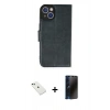 MARSİLYAN™- iPhone 14 Kılıf Siluet Işık Serisi - Siyah 3D Antistatik Hayalet Cam Ekran Koruyucu + Diamond Kamera Lens - YL