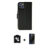 MARSİLYAN™- iPhone 14 Kılıf Siluet Işık Serisi - Siyah 3D Antistatik Hayalet Cam Ekran Koruyucu + PVD Metal Kamera Lens - GS