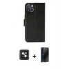 MARSİLYAN™- iPhone 14 Kılıf Siluet Işık Serisi - Siyah 3D Antistatik Hayalet Cam Ekran Koruyucu + PVD Metal Kamera Lens - PE