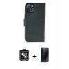 MARSİLYAN™- iPhone 14 Kılıf Siluet Işık Serisi - Siyah 3D Antistatik Hayalet Cam Ekran Koruyucu + PVD Metal Kamera Lens - YL