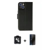 MARSİLYAN™- iPhone 14 Kılıf Siluet Işık Serisi - Siyah 3D Antistatik Hayalet Cam Ekran Koruyucu + PVD Metal Kamera Lens - YL