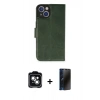 MARSİLYAN™- iPhone 14 Kılıf Siluet Işık Serisi - Siyah 3D Antistatik Hayalet Cam Ekran Koruyucu + PVD Metal Kamera Lens - YL