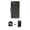 MARSİLYAN™- iPhone 14 Kılıf Siluet Işık Serisi - Siyah 3D Antistatik Hayalet Cam Ekran Koruyucu + PVD Metal Kamera Lens - GS