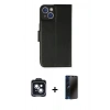 MARSİLYAN™- iPhone 14 Kılıf Siluet Işık Serisi - Siyah 3D Antistatik Hayalet Cam Ekran Koruyucu + PVD Metal Kamera Lens - SH