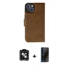 MARSİLYAN™- iPhone 14 Kılıf Siluet Işık Serisi - Siyah 3D Antistatik Hayalet Cam Ekran Koruyucu + PVD Metal Kamera Lens - YL
