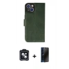 MARSİLYAN™- iPhone 14 Kılıf Siluet Işık Serisi - Siyah 3D Antistatik Hayalet Cam Ekran Koruyucu + PVD Metal Kamera Lens - SH