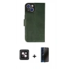 MARSİLYAN™- iPhone 14 Kılıf Siluet Işık Serisi - Siyah 3D Antistatik Hayalet Cam Ekran Koruyucu + PVD Metal Kamera Lens - PE
