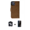 MARSİLYAN™- iPhone 14 Kılıf Siluet Işık Serisi - Siyah 3D Antistatik Hayalet Cam Ekran Koruyucu + PVD Metal Kamera Lens - SH