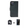 MARSİLYAN™- iPhone 14 Kılıf Siluet Işık Serisi - Siyah 3D Antistatik Hayalet Cam Ekran Koruyucu + PVD Metal Kamera Lens - SH