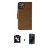 MARSİLYAN™- iPhone 14 Kılıf Siluet Işık Serisi - Siyah 3D Antistatik Hayalet Cam Ekran Koruyucu + PVD Metal Kamera Lens - GS