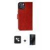 MARSİLYAN™- iPhone 14 Kılıf Siluet Işık Serisi - Siyah 3D Antistatik Hayalet Cam Ekran Koruyucu + PVD Metal Kamera Lens - PE
