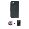 MARSİLYAN™- iPhone 14 Kılıf Siluet Işık Serisi - Siyah 3D Antistatik Hayalet Cam Ekran Koruyucu + Raze Metal Kamera Lens - KI
