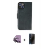 MARSİLYAN™- iPhone 14 Kılıf Siluet Işık Serisi - Siyah 3D Antistatik Hayalet Cam Ekran Koruyucu + Raze Metal Kamera Lens - SH
