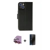MARSİLYAN™- iPhone 14 Kılıf Siluet Işık Serisi - Siyah 3D Antistatik Hayalet Cam Ekran Koruyucu + Raze Metal Kamera Lens - KI