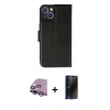 MARSİLYAN™- iPhone 14 Kılıf Siluet Işık Serisi - Siyah 3D Antistatik Hayalet Cam Ekran Koruyucu + Raze Metal Kamera Lens - MR