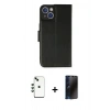 MARSİLYAN™- iPhone 14 Kılıf Siluet Işık Serisi - Siyah 3D Antistatik Hayalet Cam Ekran Koruyucu + Shine Kamera Lens - YL