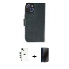 MARSİLYAN™- iPhone 14 Kılıf Siluet Işık Serisi - Siyah 3D Antistatik Hayalet Cam Ekran Koruyucu + Shine Kamera Lens - YL