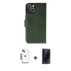 MARSİLYAN™- iPhone 14 Kılıf Siluet Işık Serisi - Siyah 3D Antistatik Hayalet Cam Ekran Koruyucu + Shine Kamera Lens - YL
