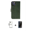 MARSİLYAN™- iPhone 14 Kılıf Siluet Işık Serisi - Siyah 3D Antistatik Hayalet Cam Ekran Koruyucu + Shine Kamera Lens - SH
