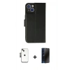 MARSİLYAN™- iPhone 14 Kılıf Siluet Işık Serisi - Siyah 3D Antistatik Hayalet Cam Ekran Koruyucu + Shine Kamera Lens - SH
